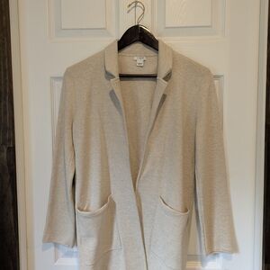J.Crew Women's Open-Front Sweater Blazer in Heather Oatmeal- Small